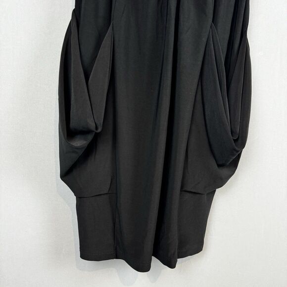 Voilà Black Gathered Dress Polyester Spandex Pockets USA Made XS/S LBD - Picture 5 of 11